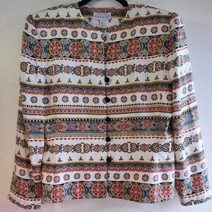 Adrianna Papell Silk Jacket Classic Quiet Luxury Chic Colors Women's Size 10